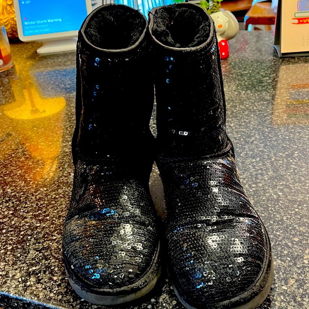 Ugg sequin boots. So comfortable and well loved.